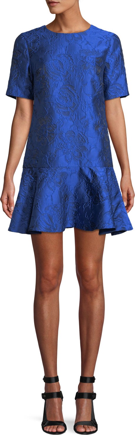 Alice + Olivia Esther Short-Sleeve Ruffle-Hem Tunic Dress