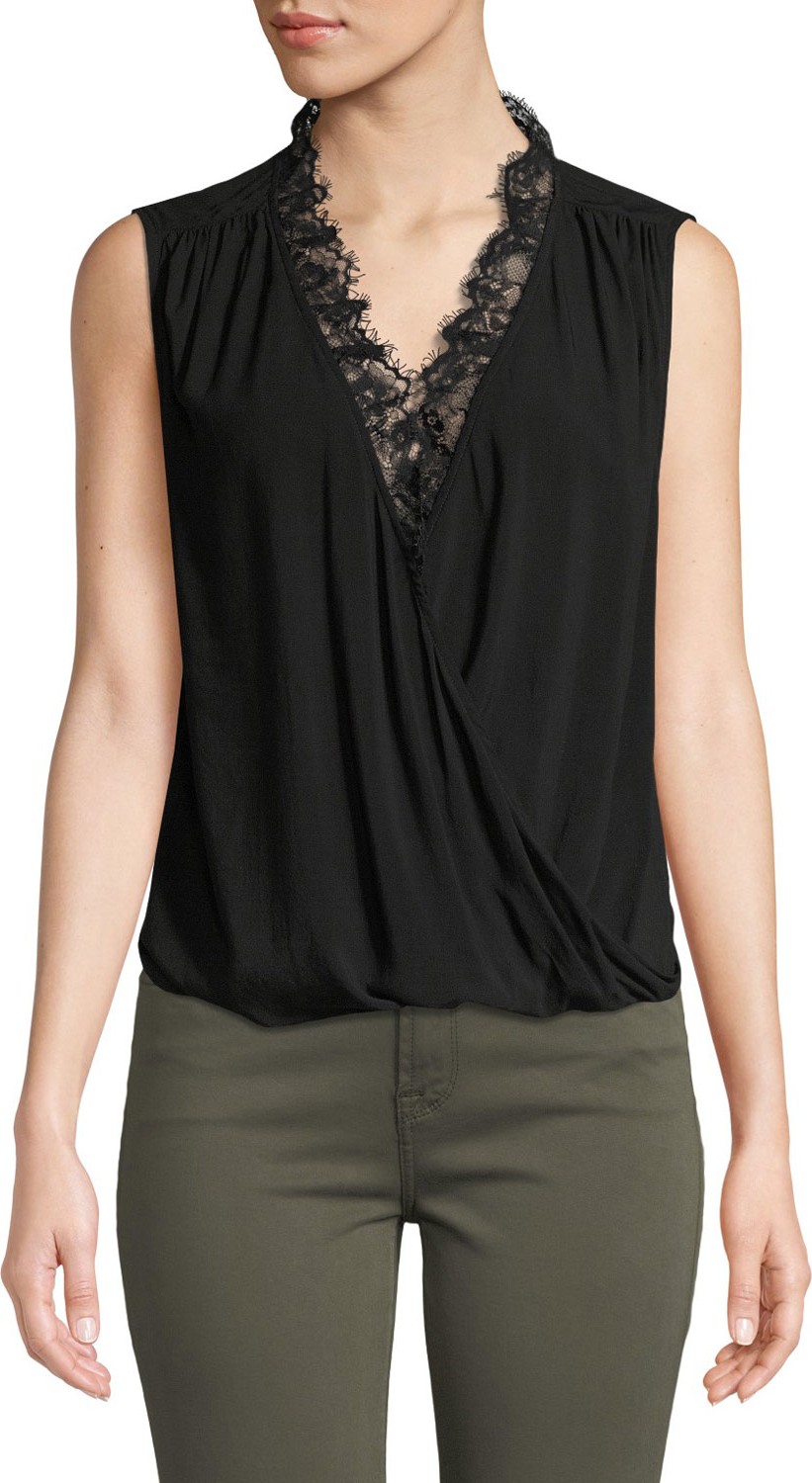 Velvet By Graham & Spencer Belia Draped Lace Sleeveless Top