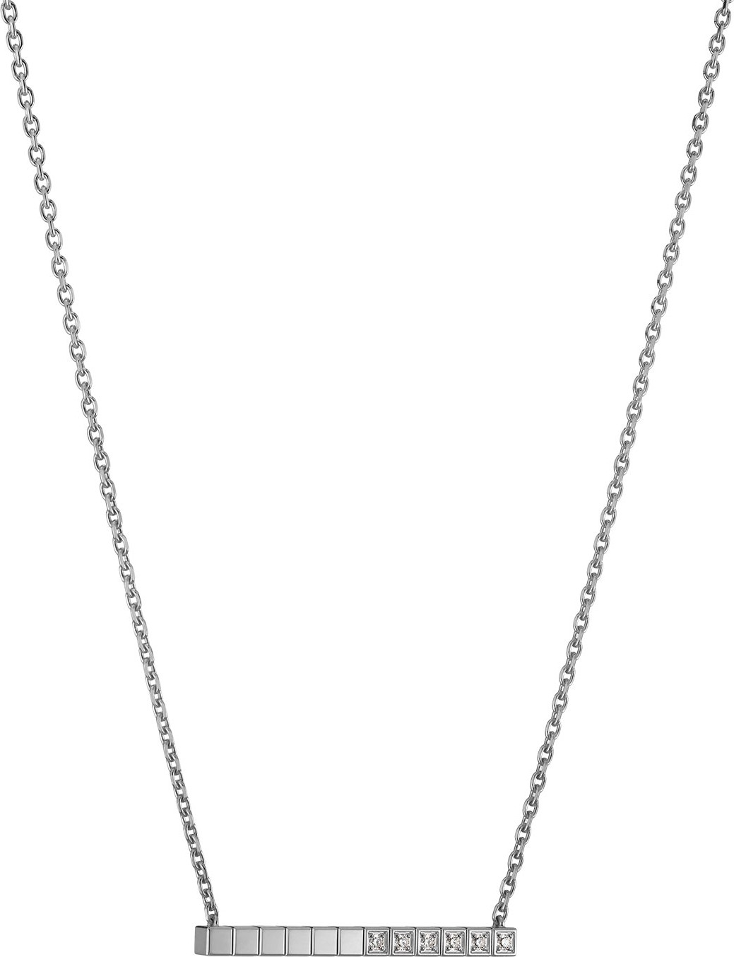 Chopard Ice Cube Diamond Bar Necklace in 18K White Gold