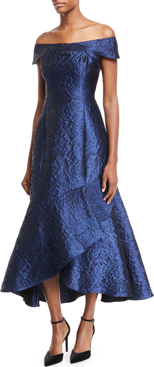 Shoshanna Trinity Gown OFF SHLDR JQ BG