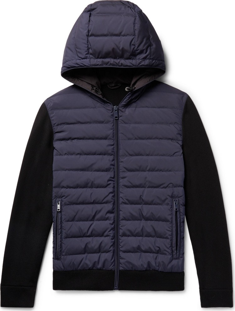 Prada Quilted Shell and Virgin Wool Hooded Down Jacket