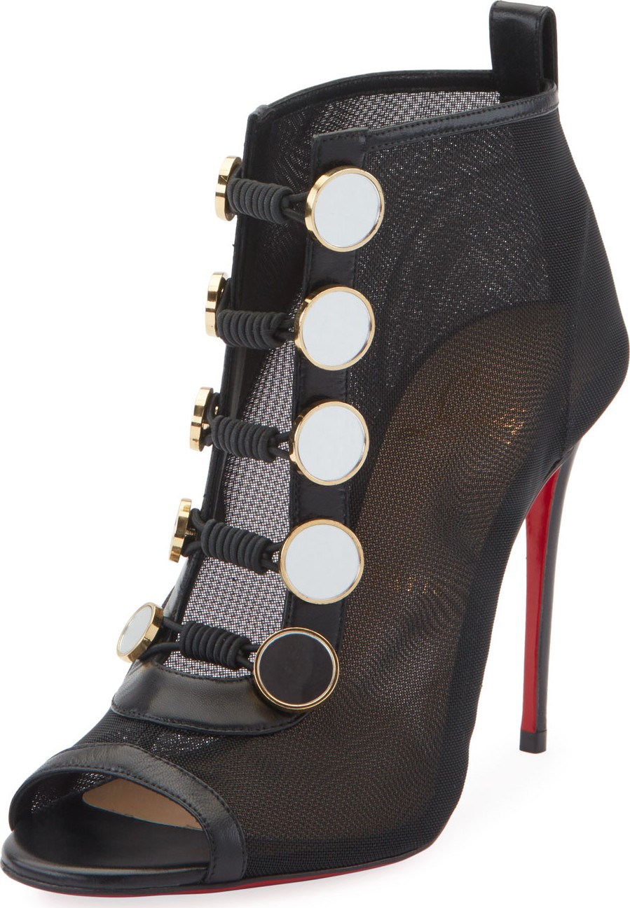 Christian Louboutin Marikat Open-Toe Toggle Red Sole Booties