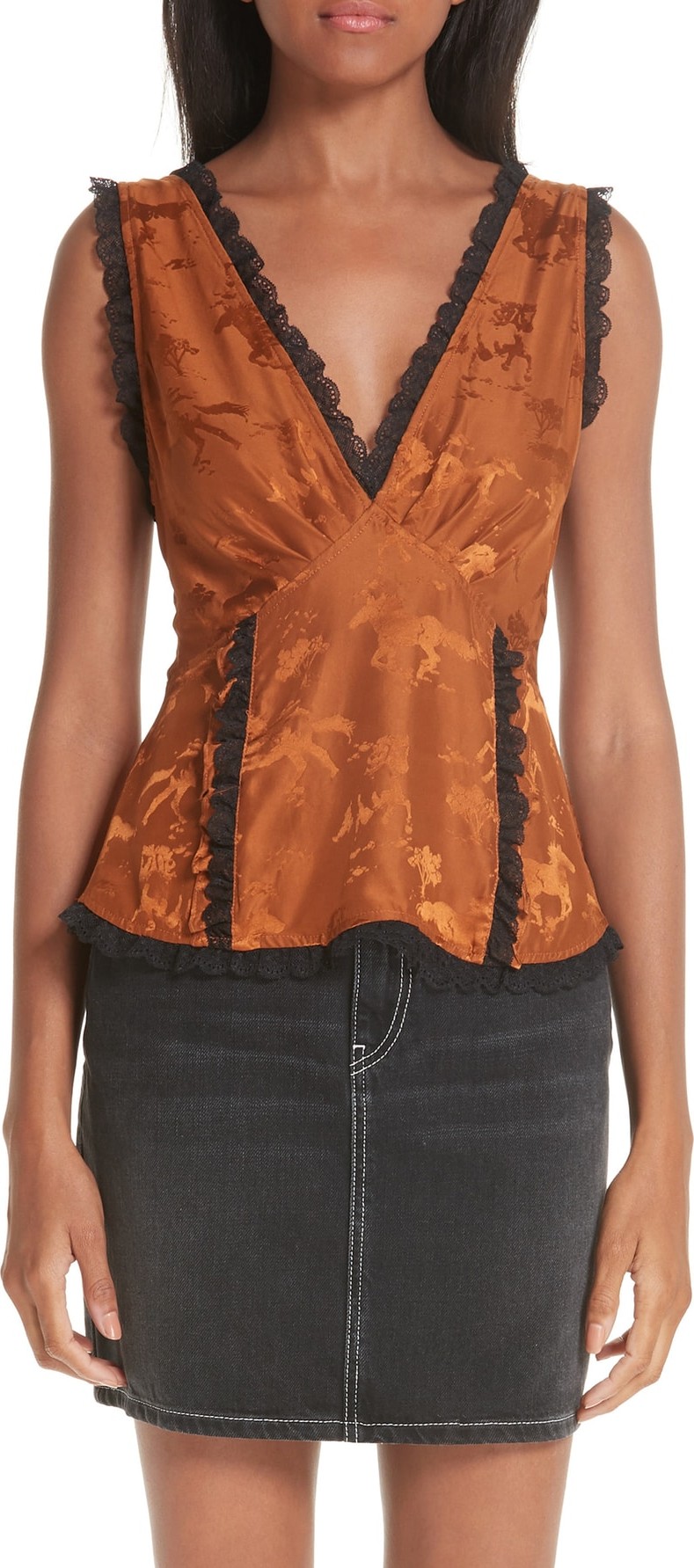 Ganni Ackerly Sleeveless Silk Jacquard Top