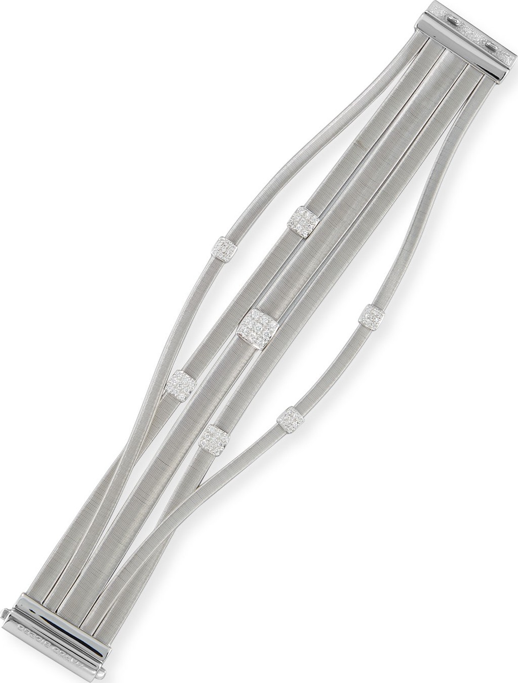 Marco Bicego Masai 18K White Gold Five-Strand Bracelet with Diamond Stations