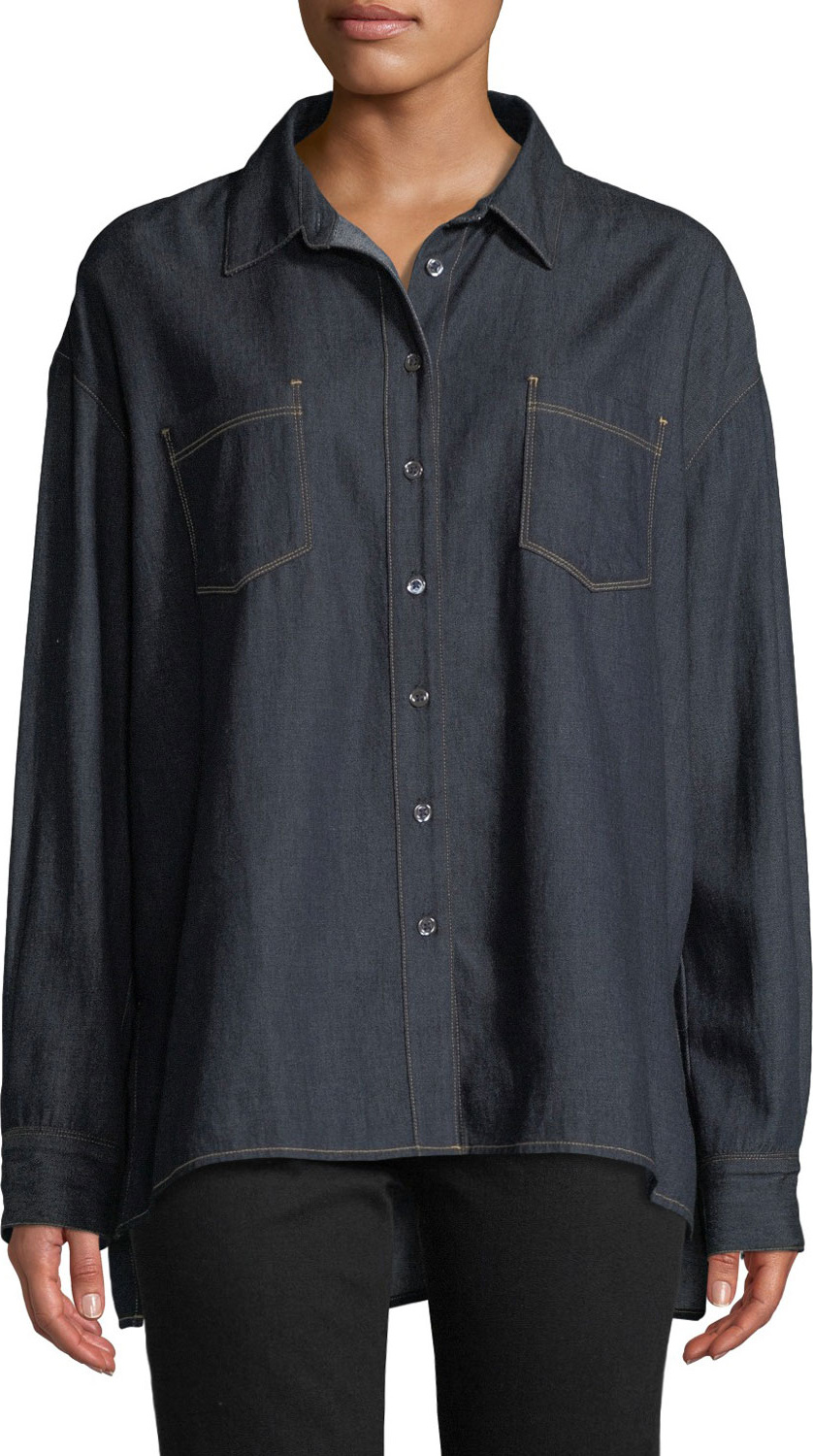 3X1 Joni Button-Front Denim Shirt