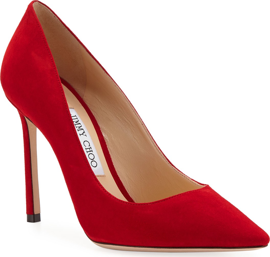 Jimmy Choo Romy 100mm Suede Point-Toe Pumps