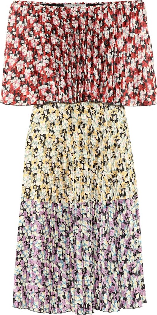 Valentino Floral pleated jersey dress