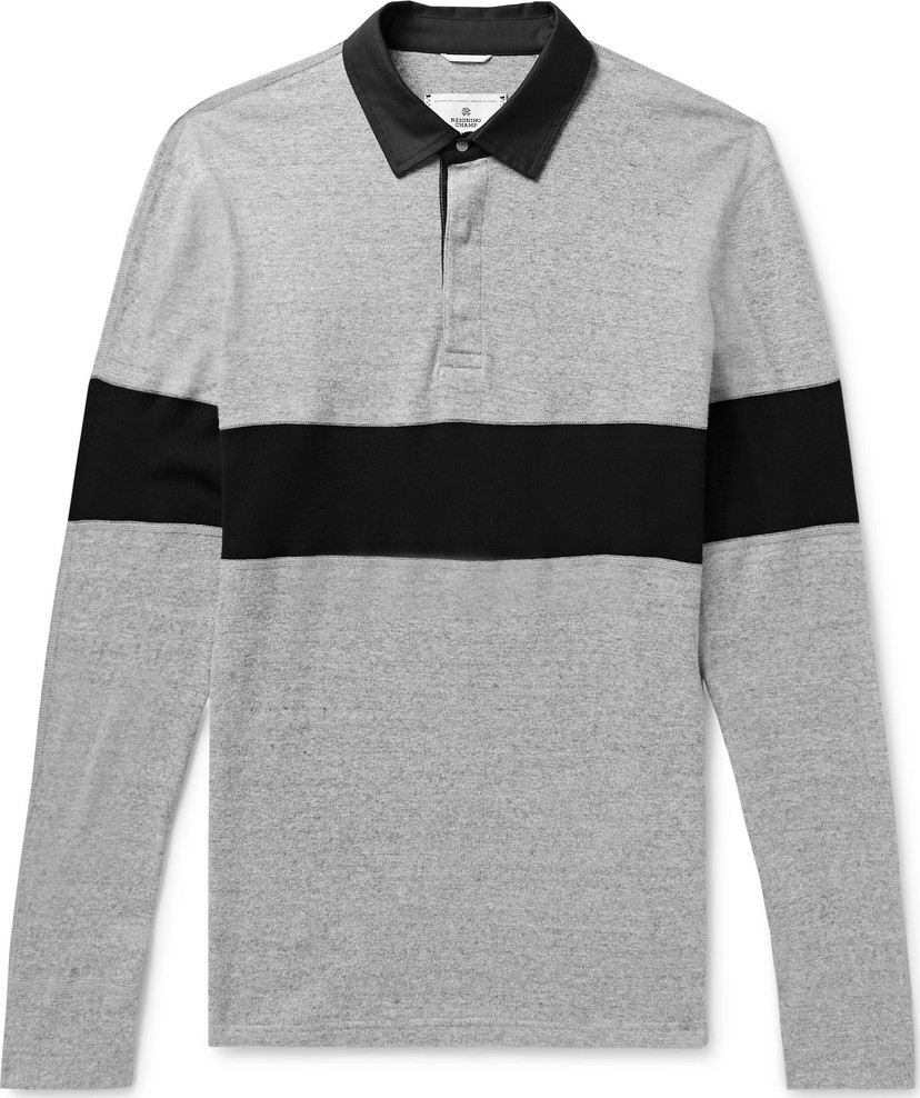 REIGNING CHAMP Striped Cotton-Jersey Polo Shirt