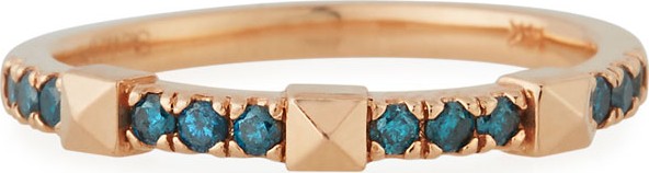 Stevie Wren 14k Rose Gold Blue Diamond Pyramid Ring, Size 7