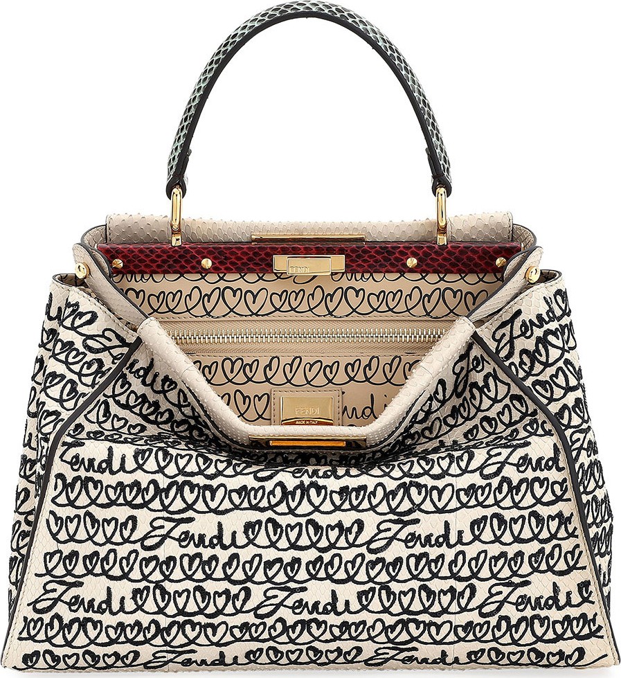 Fendi Peekaboo Fendi Love Python Satchel Bag