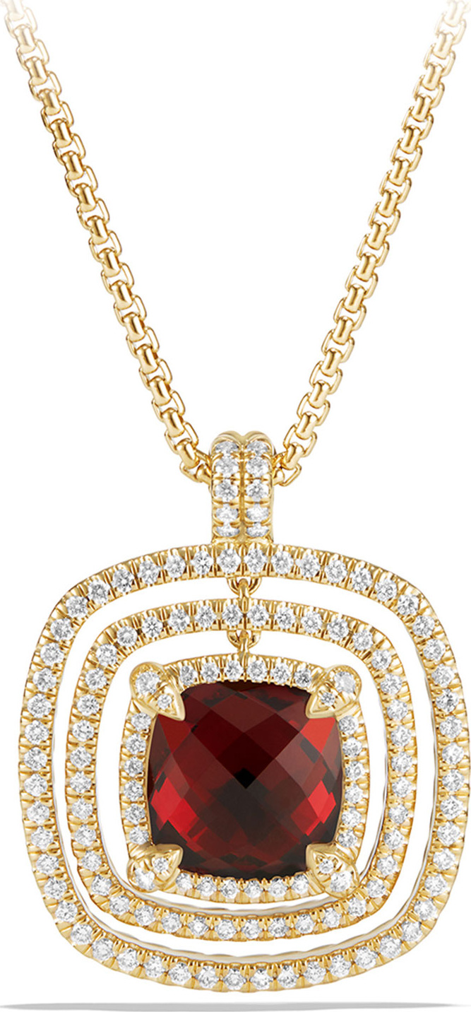 David Yurman 26mm Châtelaine 18K Faceted Garnet Bezel Enhancer with Diamonds