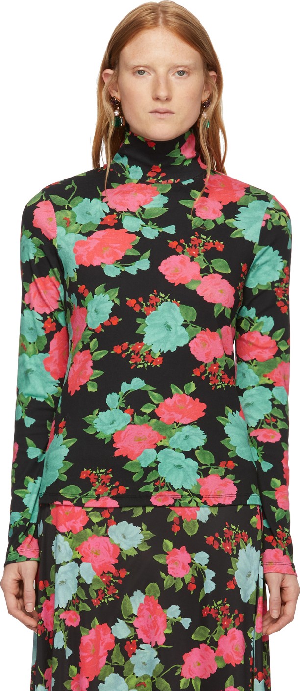 Erdem Black & Pink Kelly Turtleneck