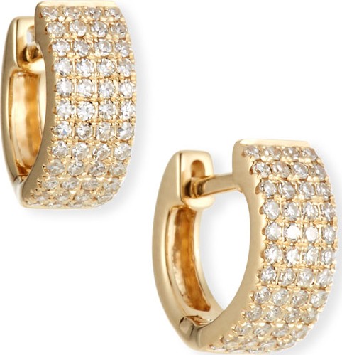 EF Collection 14k Gold Jumbo Diamond Huggie Earrings
