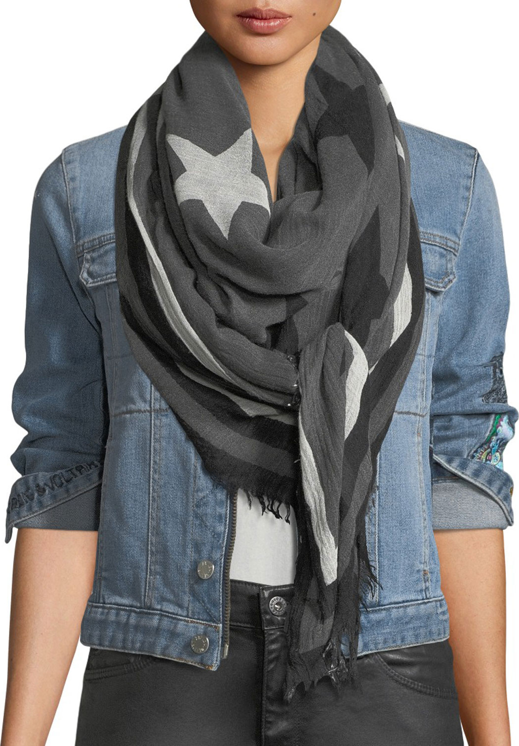 Zadig & Voltaire Delta Two-Tone Stars Scarf