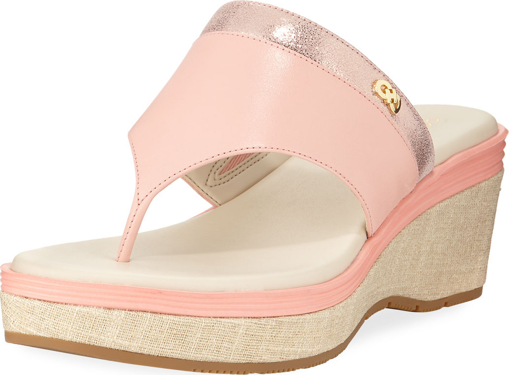 Cole Haan Cecily Grand Thong II Wedge Sandal, Coral Almond