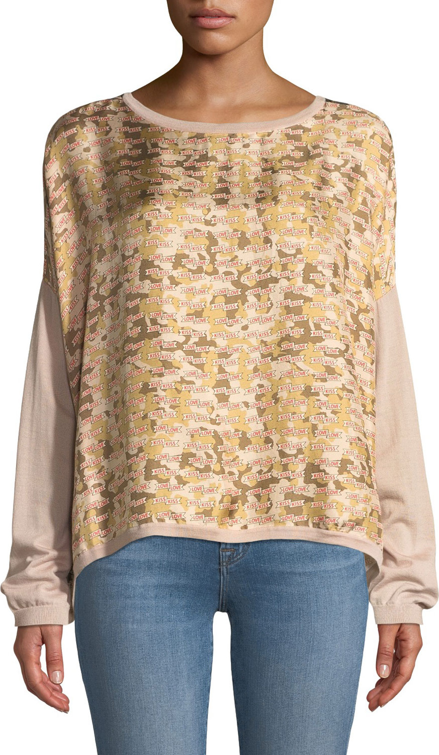 La Prestic Ouiston Bowie Kiss-Pattern Wool Sweater