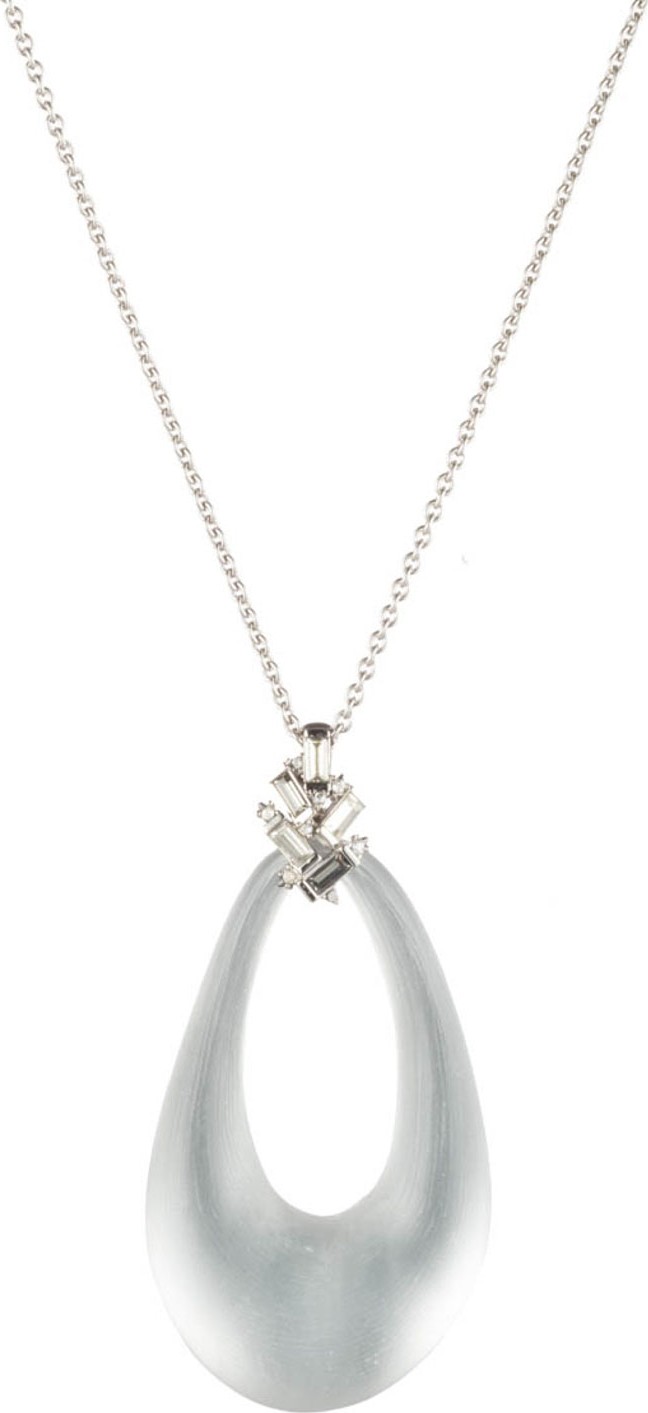 Alexis Bittar Long Crystal Baguette Cluster Pendant Necklace, Gray