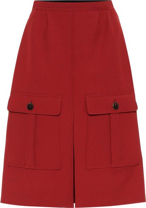 Chloe High-rise wool-crêpe skirt