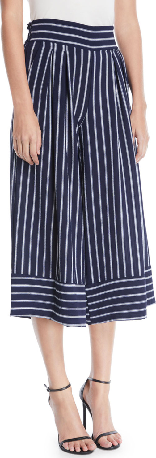 MISA Los Angeles Nikola Striped Wide-Leg Cropped Pants