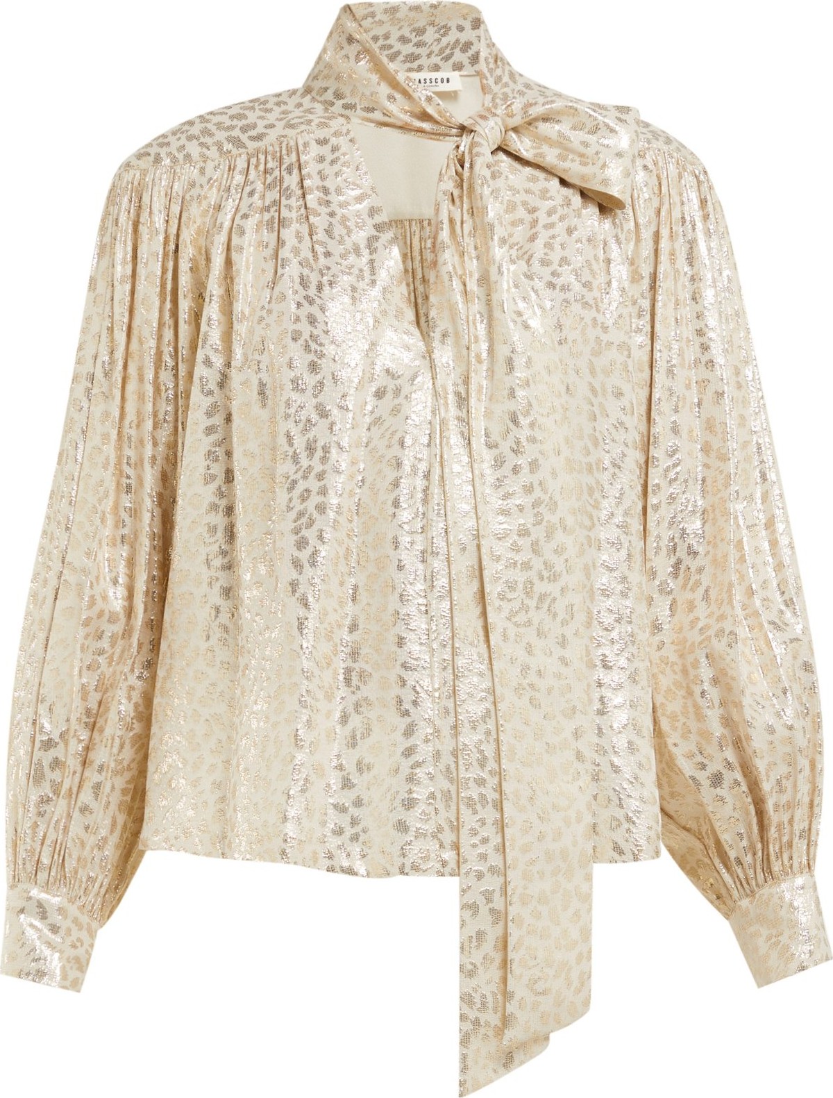 Masscob Reina leopard-brocade silk-blend blouse
