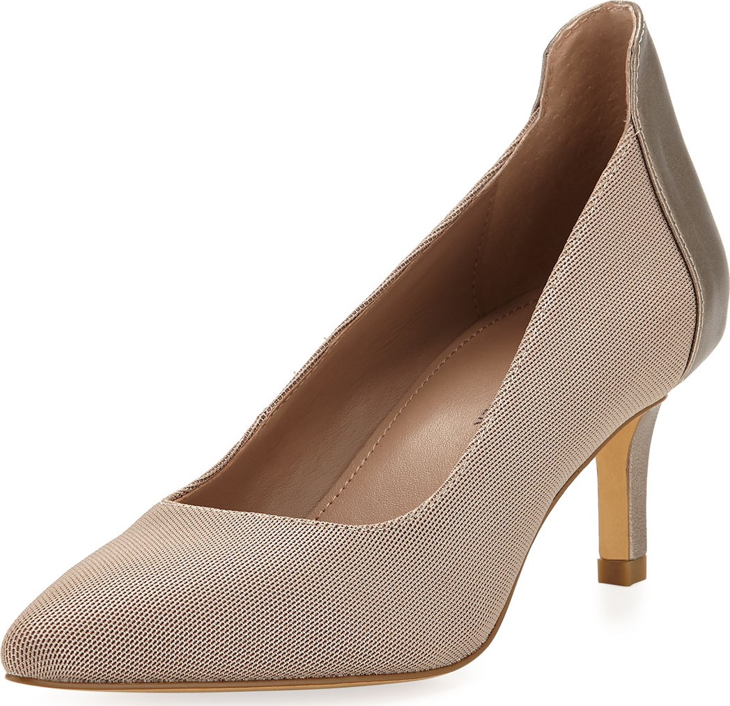 Donald J Pliner Flory Kitten-Heel Stretch Metallic Mesh Pumps