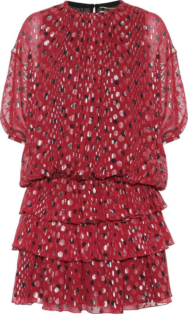 Saint Laurent Silk-blend fil coupé dress