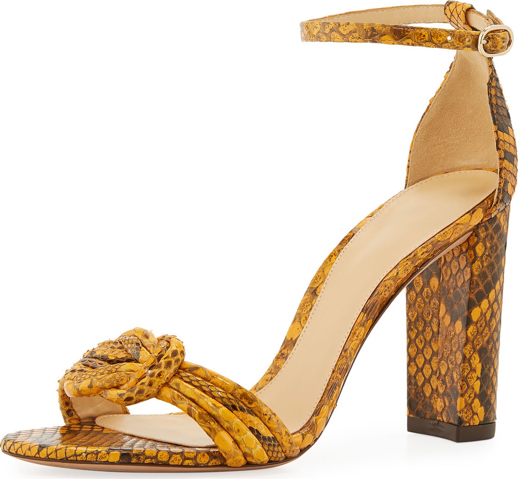 Alexandre Birman Chiara Python Block-Heel Sandal