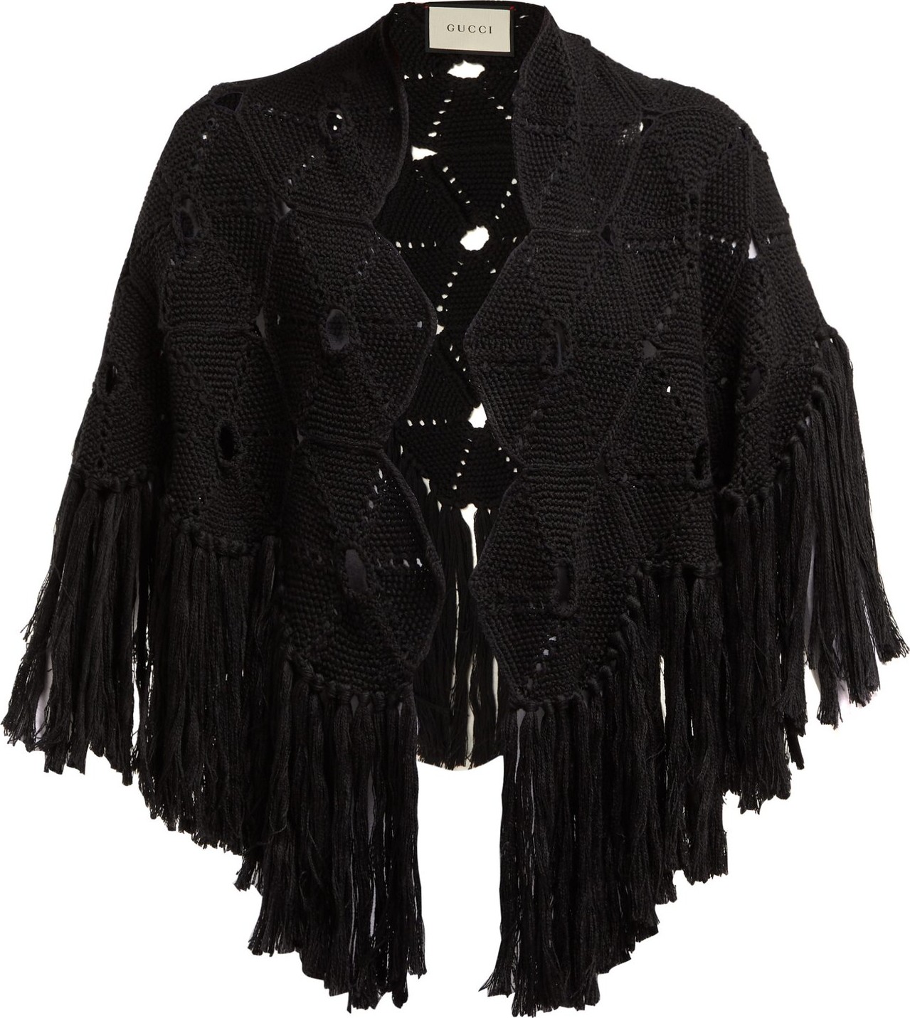 Gucci Tasselled crochet wool cape