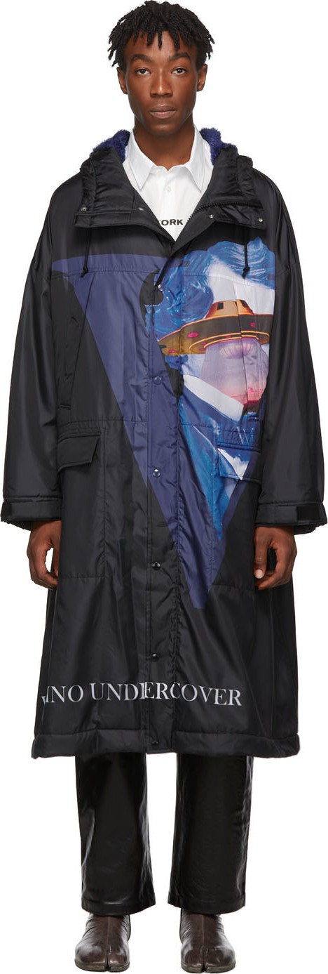 Undercover Black Valentino Edition V Face UFO Print Coat