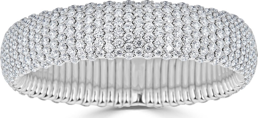 ZYDO Stretch 18k White Gold & Wide Diamond Bracelet, 19.36tcw