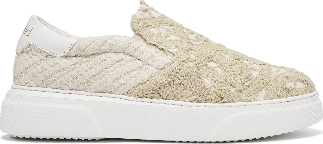 By Walid 19th-century lace-panelled slip-on trainers