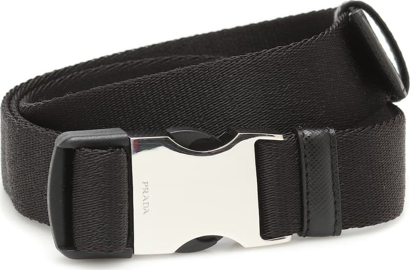 Prada Leather-trimmed canvas belt