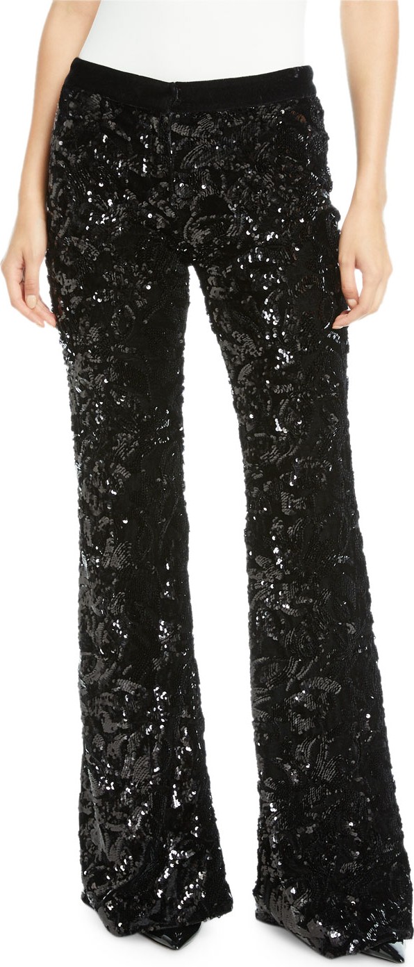 Alexis Benny Sequin Flare-Leg Pants