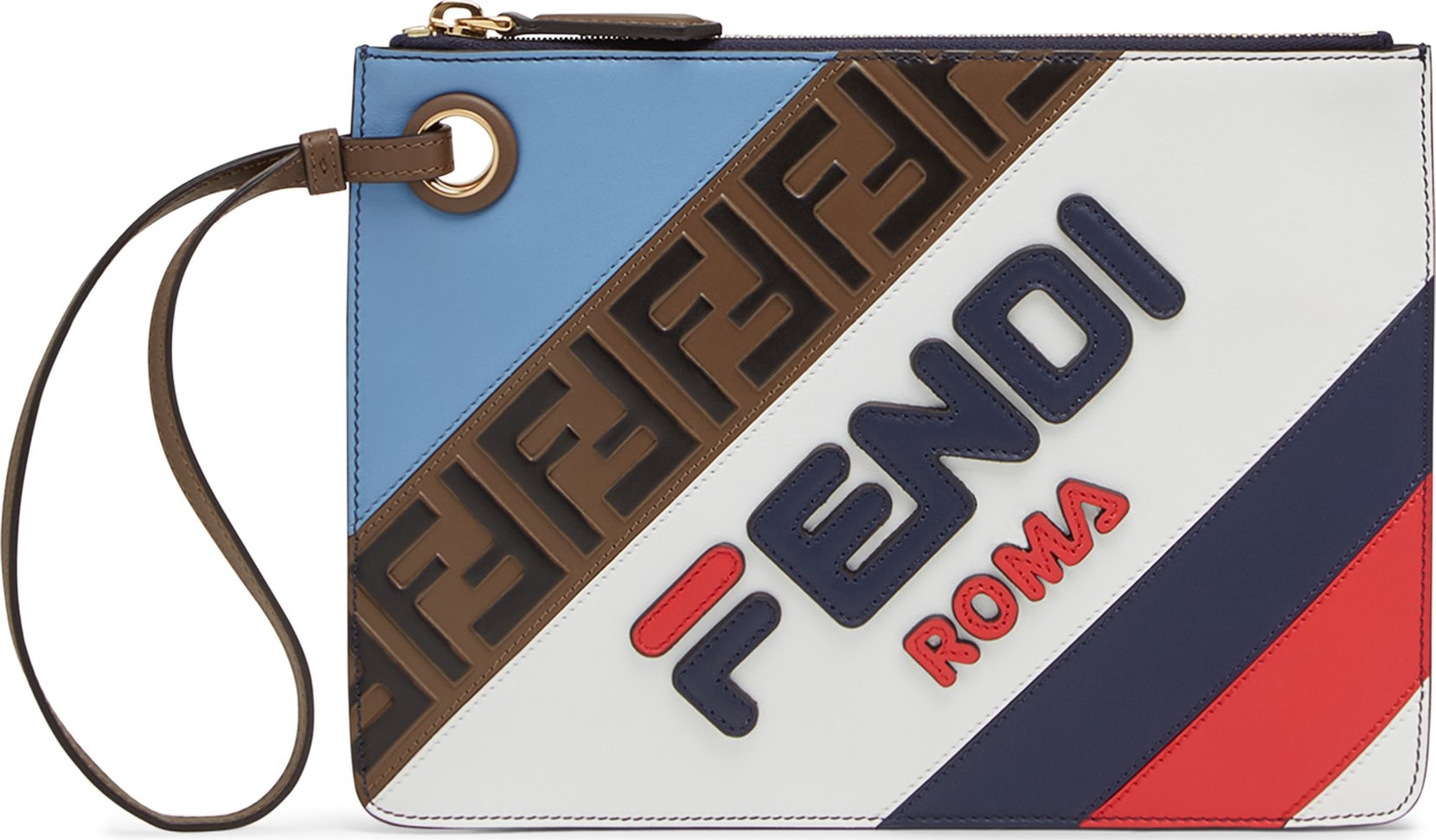 Fendi x FILA Small Mania Logo Leather Clutch