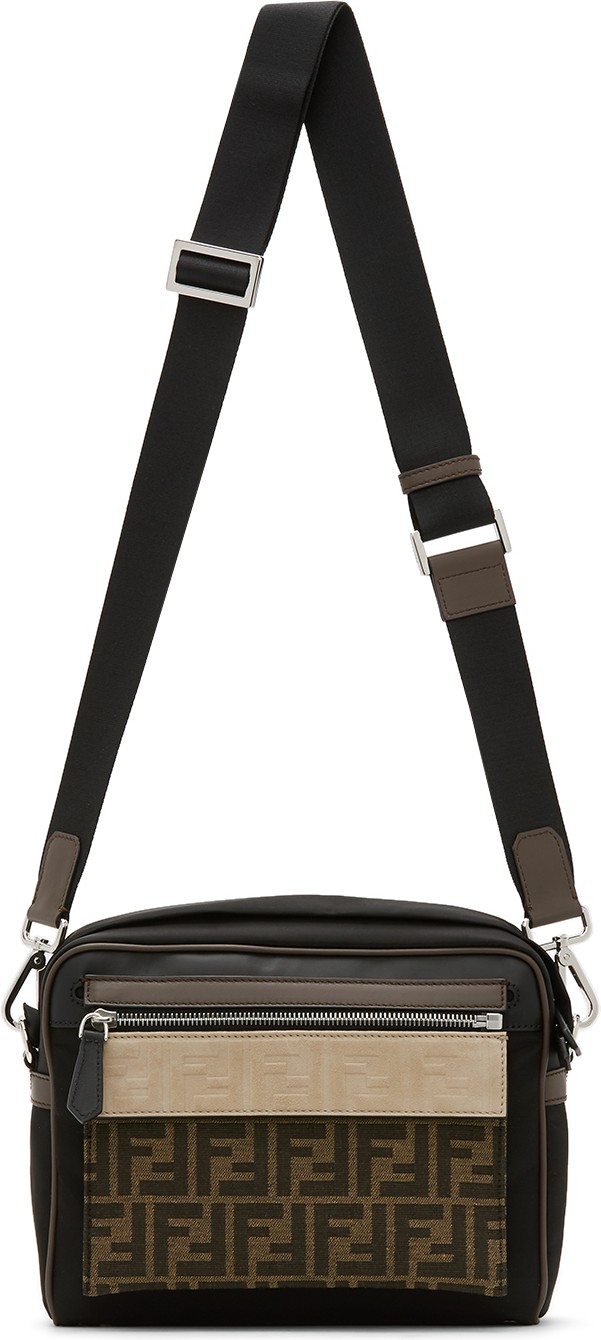 Fendi Black Medium 'Forever Fendi' East/West Messenger Bag