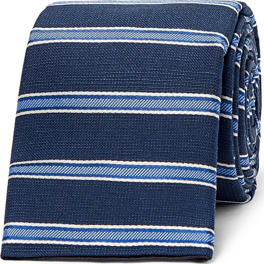 Prada 6.5cm Striped Silk, Cotton and Linen-Blend Tie