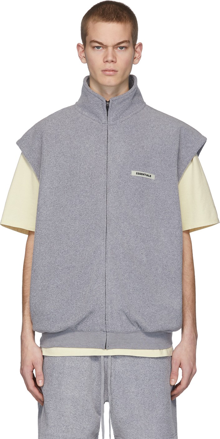 Essentials Grey Polar Fleece Vest