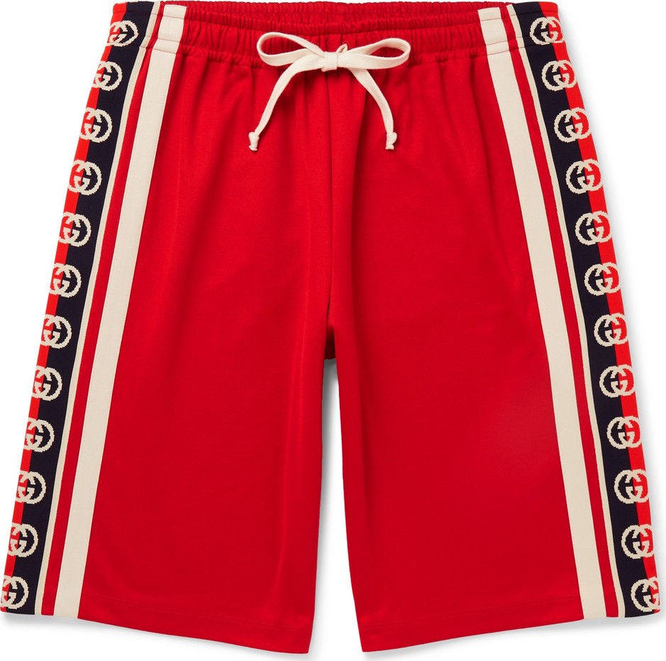 Gucci Webbing-Trimmed Tech-Jersey Shorts