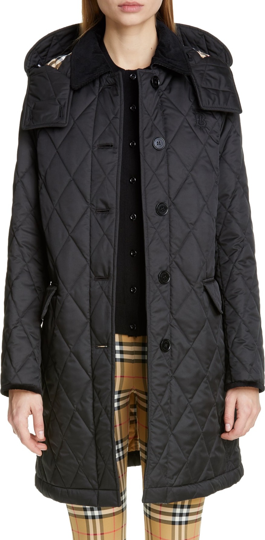 Burberry London England Dereham Monogram Logo Quilted Coat
