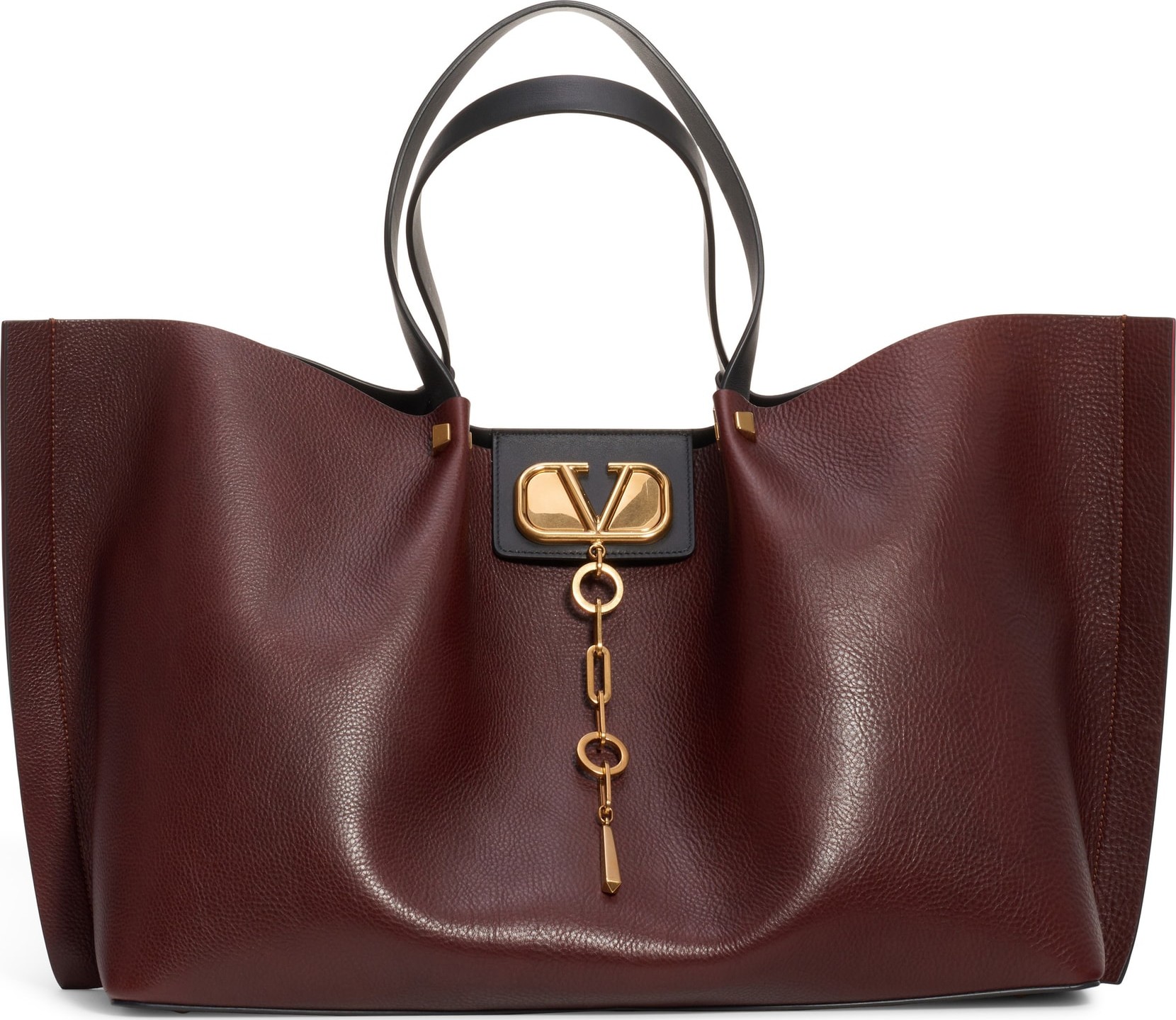 Valentino Large Go Logo Leather Tote