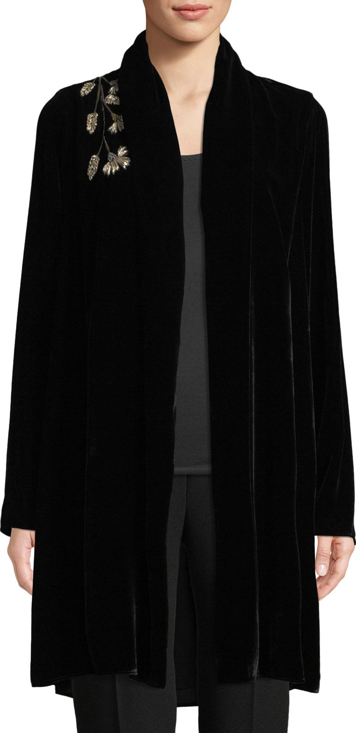 Elie Tahari Coley Floral-Embroidered Velvet Jacket