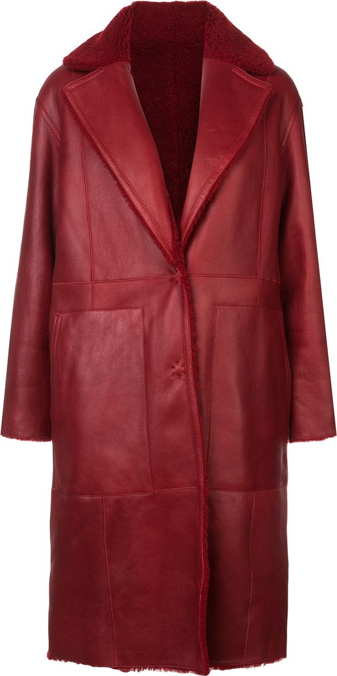 Yves Salomon reversable leather mid-length coat