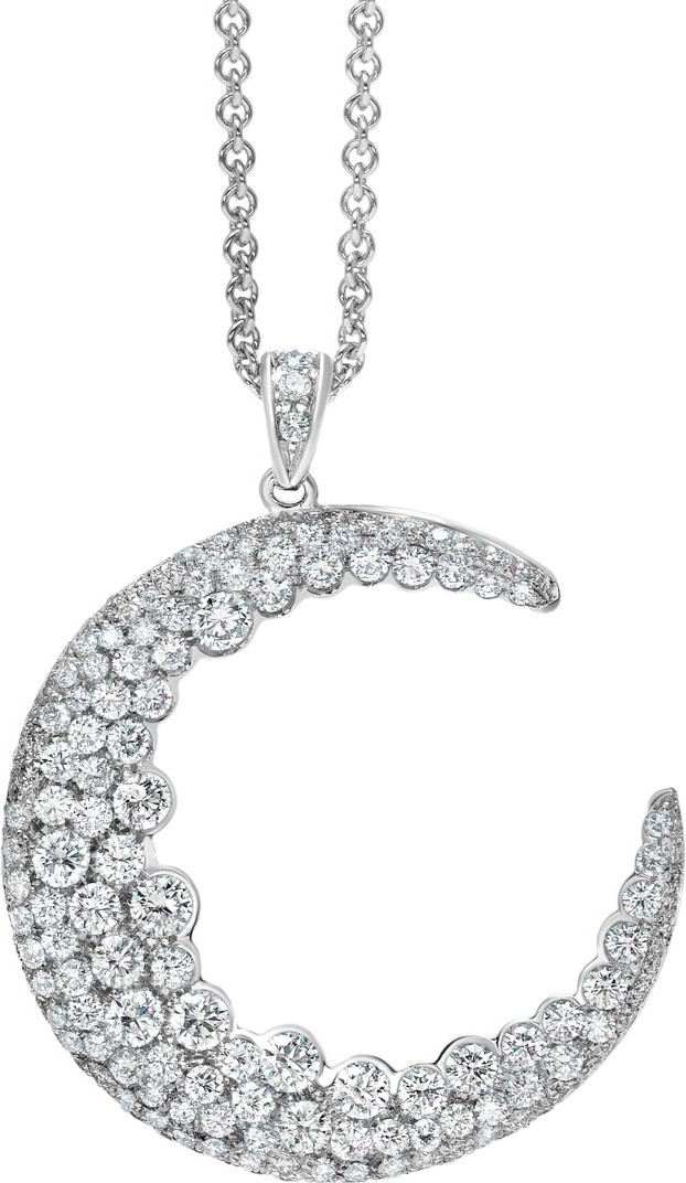 Leo Pizzo Crescent Moon 18k White Gold Diamond Pendant