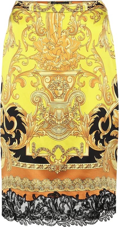 Versace Printed cotton pencil skirt