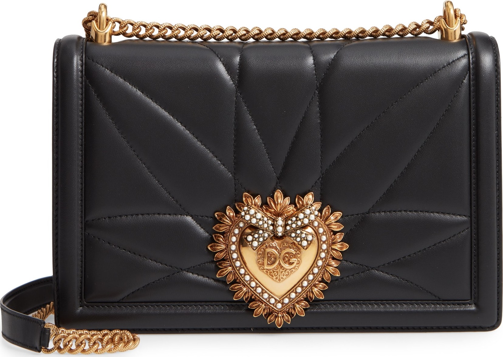 Dolce & Gabbana Large Devotion Lambskin Leather Shoulder Bag