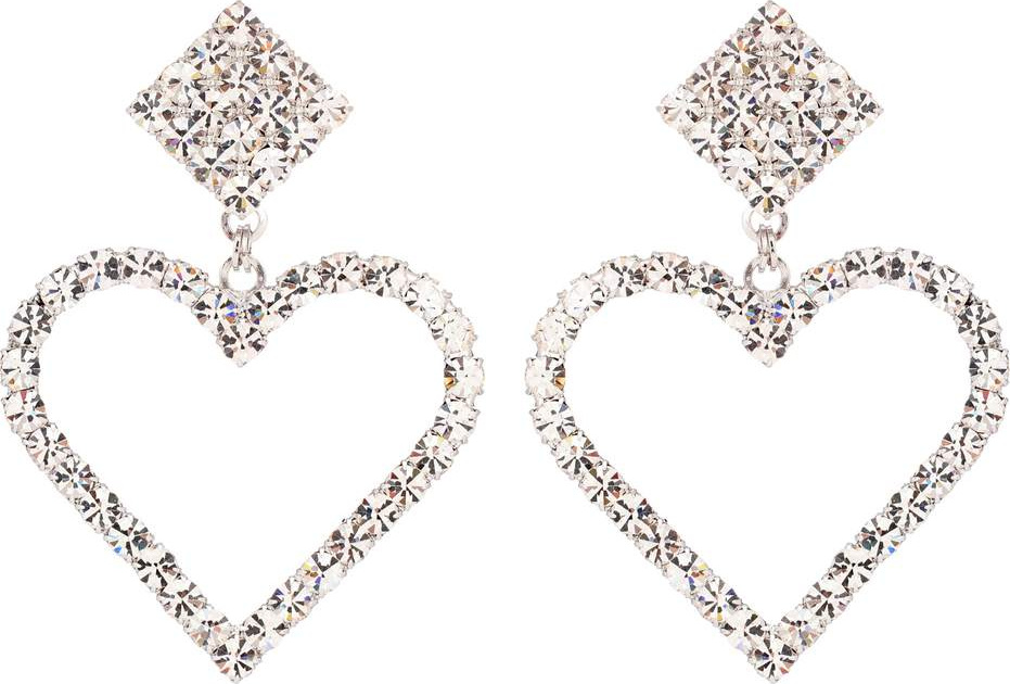 Alessandra Rich Crystal heart clip-on earrings