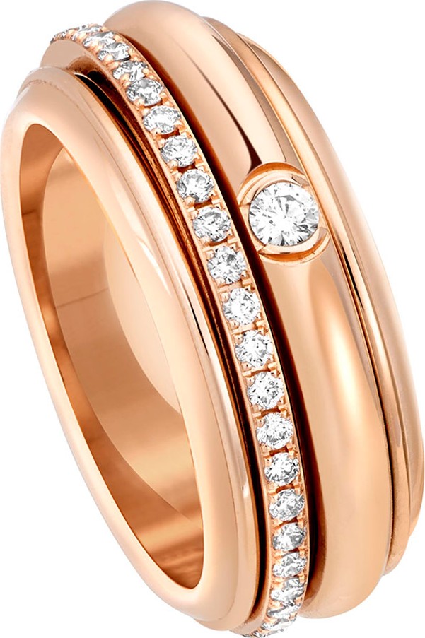 Piaget Possession Turning Band Ring with Diamonds in 18K Red Gold, Size 6