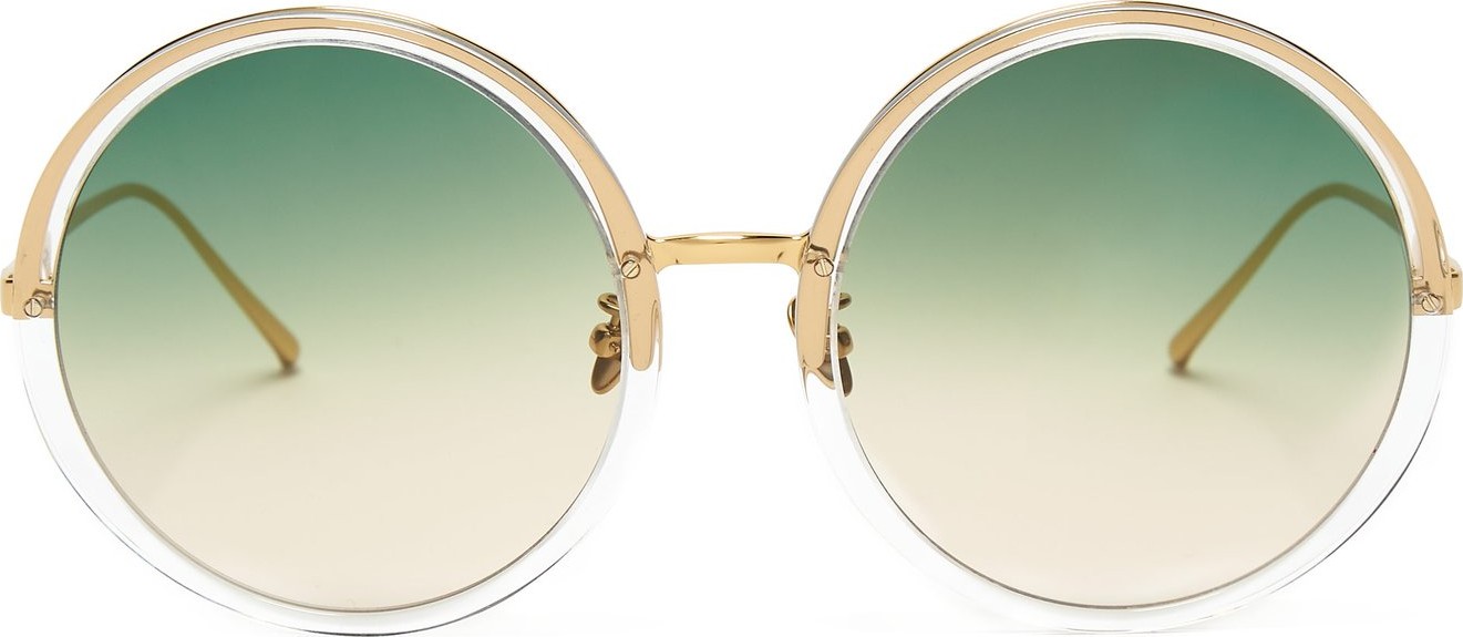Linda Farrow Oversized round acetate and titanium sunglasses