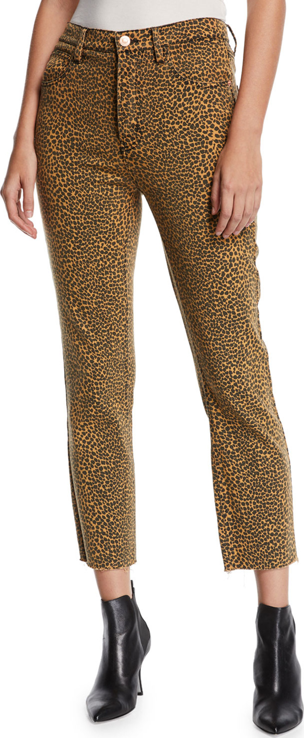 Current/Elliott The Stiletto High-Rise Leopard-Print Jeans