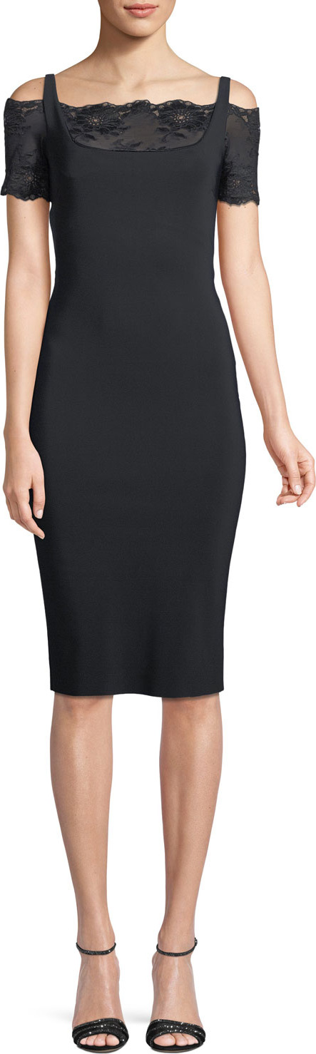 La Petite Robe di Chiara Boni Gladys Lace-Yoke Cold-Shoulder Dress